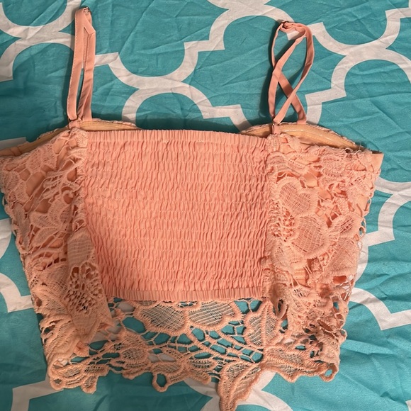 festival boho pink crochet crop top cami size S - Picture 3 of 4